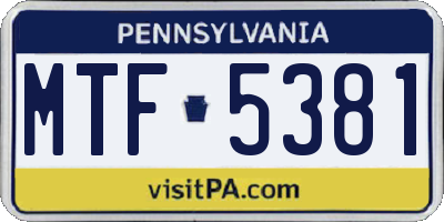 PA license plate MTF5381