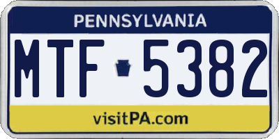 PA license plate MTF5382