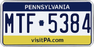 PA license plate MTF5384