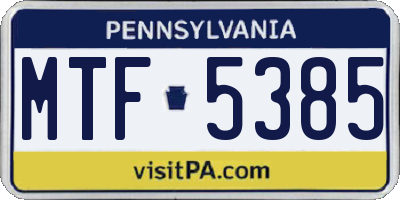 PA license plate MTF5385