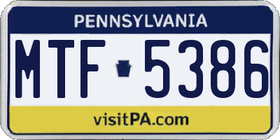 PA license plate MTF5386
