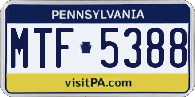 PA license plate MTF5388