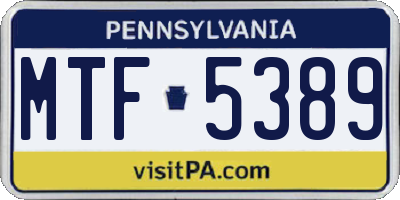 PA license plate MTF5389