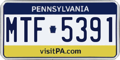 PA license plate MTF5391