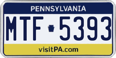 PA license plate MTF5393