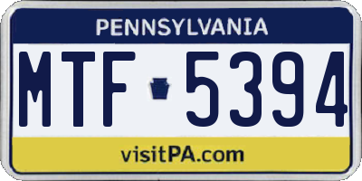 PA license plate MTF5394