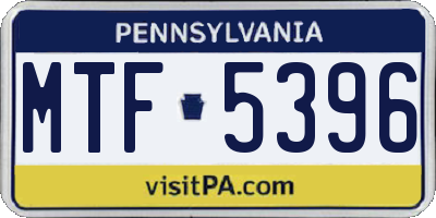 PA license plate MTF5396