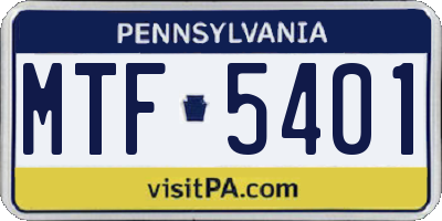 PA license plate MTF5401