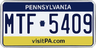 PA license plate MTF5409