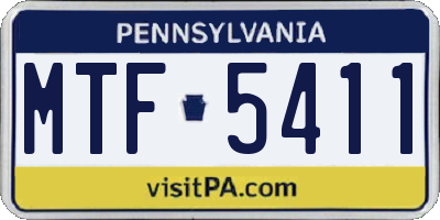 PA license plate MTF5411