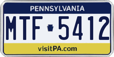 PA license plate MTF5412