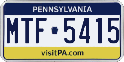 PA license plate MTF5415