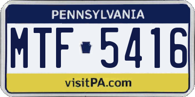 PA license plate MTF5416