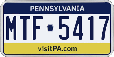 PA license plate MTF5417