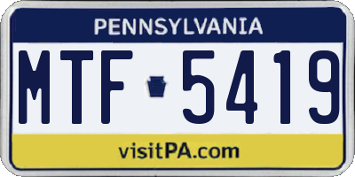 PA license plate MTF5419