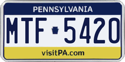 PA license plate MTF5420