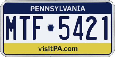 PA license plate MTF5421