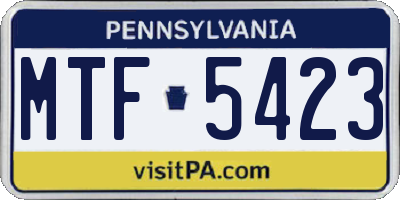 PA license plate MTF5423