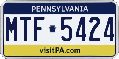 PA license plate MTF5424