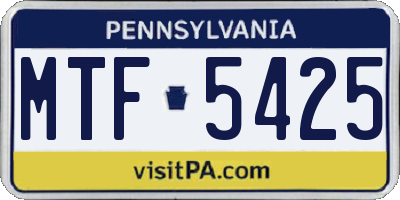 PA license plate MTF5425
