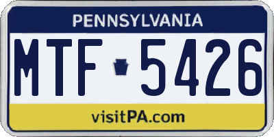 PA license plate MTF5426