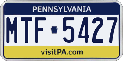 PA license plate MTF5427