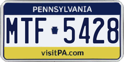 PA license plate MTF5428