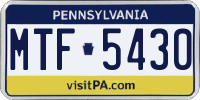 PA license plate MTF5430