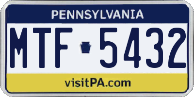 PA license plate MTF5432