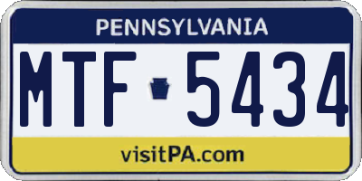 PA license plate MTF5434