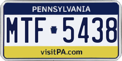 PA license plate MTF5438