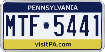PA license plate MTF5441