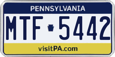 PA license plate MTF5442