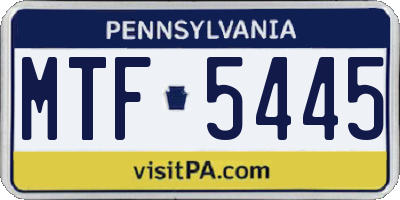PA license plate MTF5445