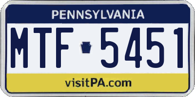 PA license plate MTF5451