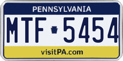 PA license plate MTF5454