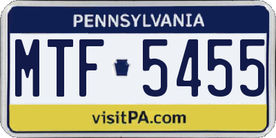 PA license plate MTF5455