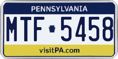 PA license plate MTF5458