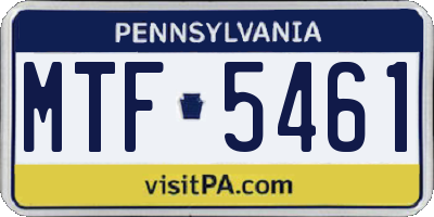 PA license plate MTF5461