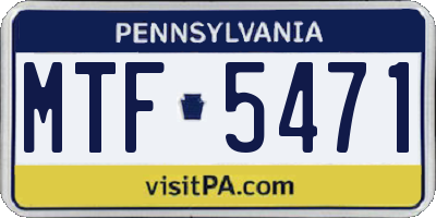 PA license plate MTF5471
