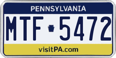 PA license plate MTF5472