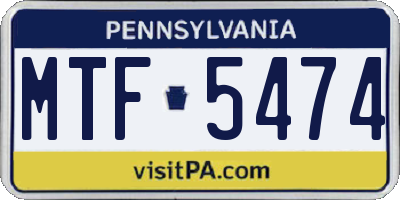PA license plate MTF5474