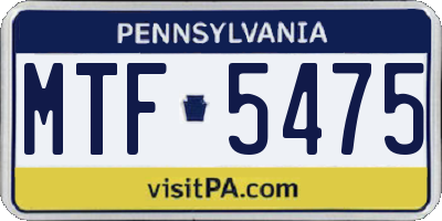 PA license plate MTF5475