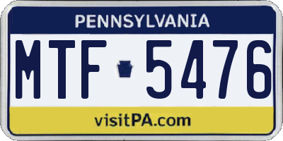 PA license plate MTF5476