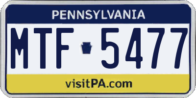 PA license plate MTF5477