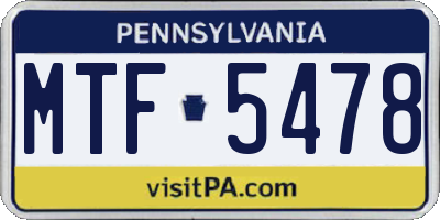 PA license plate MTF5478