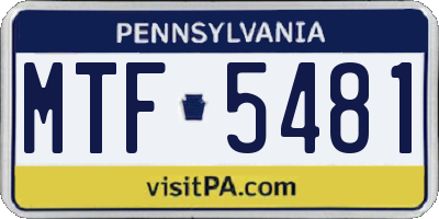 PA license plate MTF5481