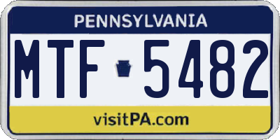 PA license plate MTF5482