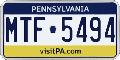 PA license plate MTF5494