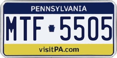 PA license plate MTF5505